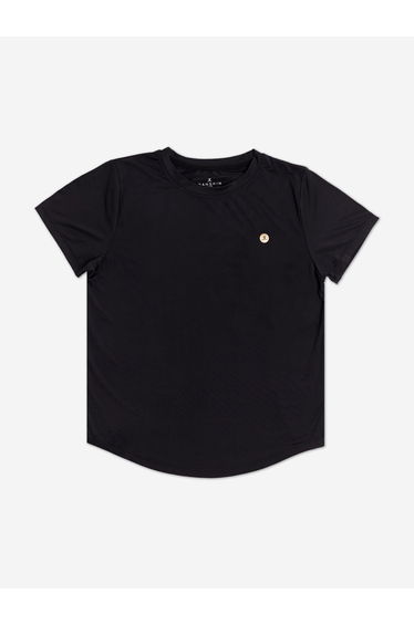Girls Scoop Hem T-Shirt in Black