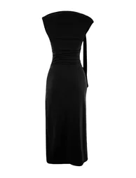 فستان ماكسي إستريتش بلا أكمام - أسود - 1