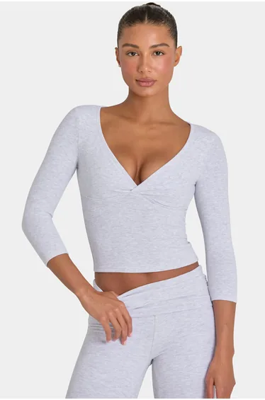 ButterCloud™ Crop Top in Light Grey Marl