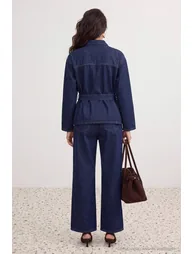 Dark Blue Jacket Jeans Denim Bottom - Top Set - 5