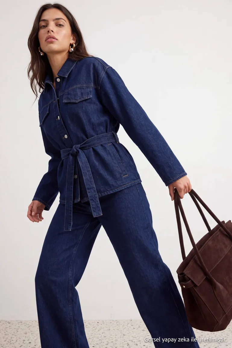 Dark Blue Jacket Jeans Denim Bottom - Top Set - 3