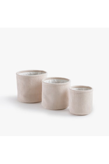 Set of 3 Veloudo Round Baskets in Corduroy