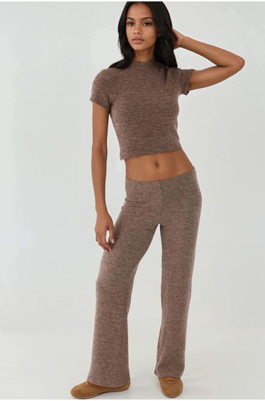 Elastic Waist Soft Textured Knitted Pants