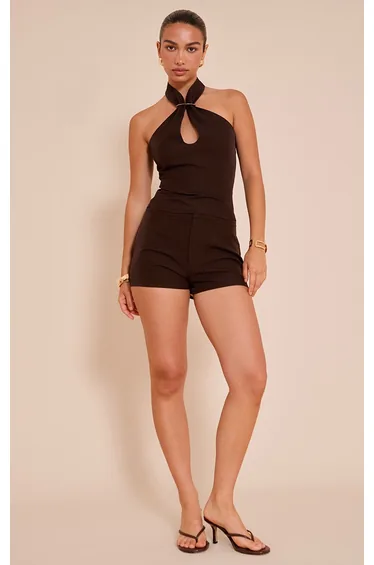 Deep Chocolate Tailored Mini Shorts