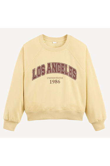 Campus Print Fleece Sweatshirt with Crew Neck