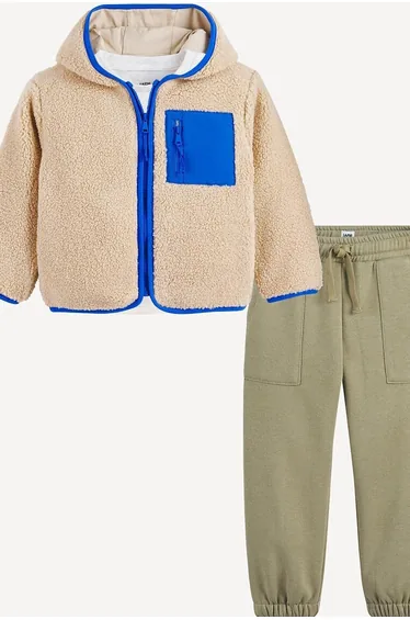 Sherpa Jacket T-Shirt and Joggers 3-Piece Set