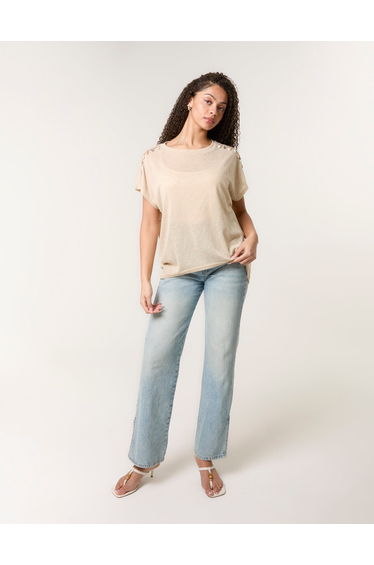 Shell Trim Oversized Top