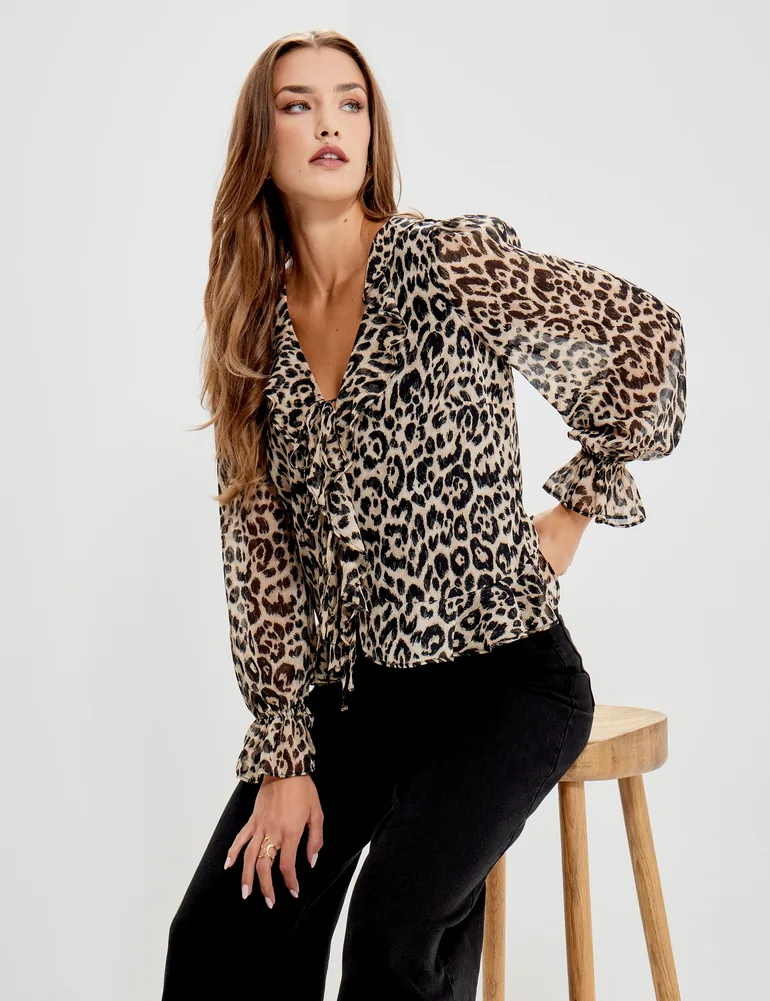 Janelle Animal Print Chiffon Blouse - 5
