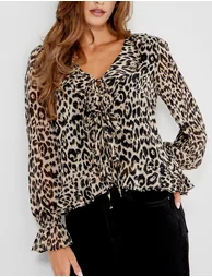 Janelle Animal Print Chiffon Blouse - 2