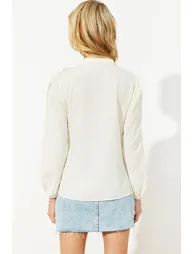 Woven Shirt with Stone Embroidery Detail - 5