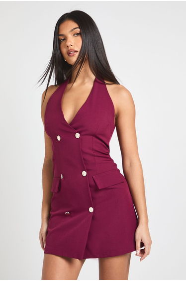 Tailored Halterneck Mini Dress