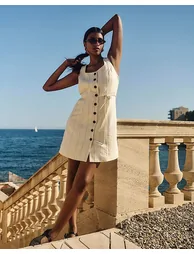 Premium Linen Look Tailored Dress - 1