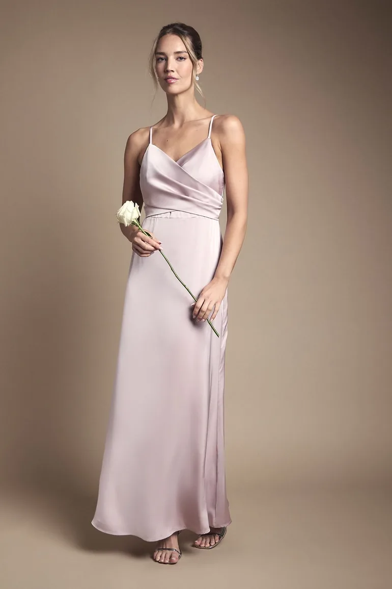 Wrap Waist Satin Cami Dress