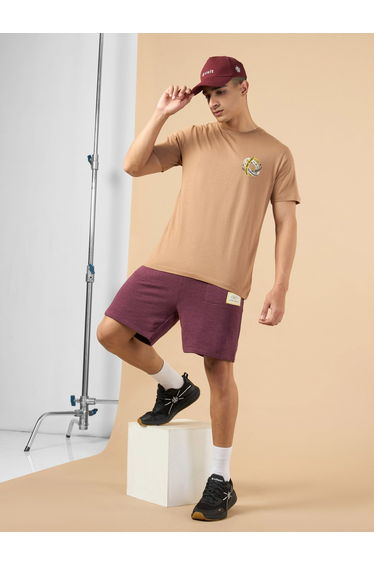 Men Brown Graphic Print Short Sleeve T-Shirt