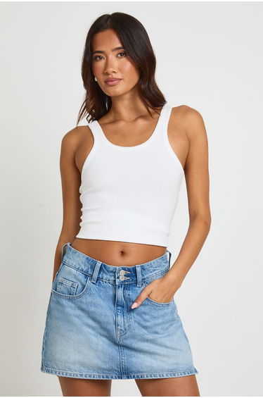 Denim Mini Skort - mid wash