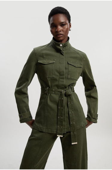 Denim Utility Belted Jacket
