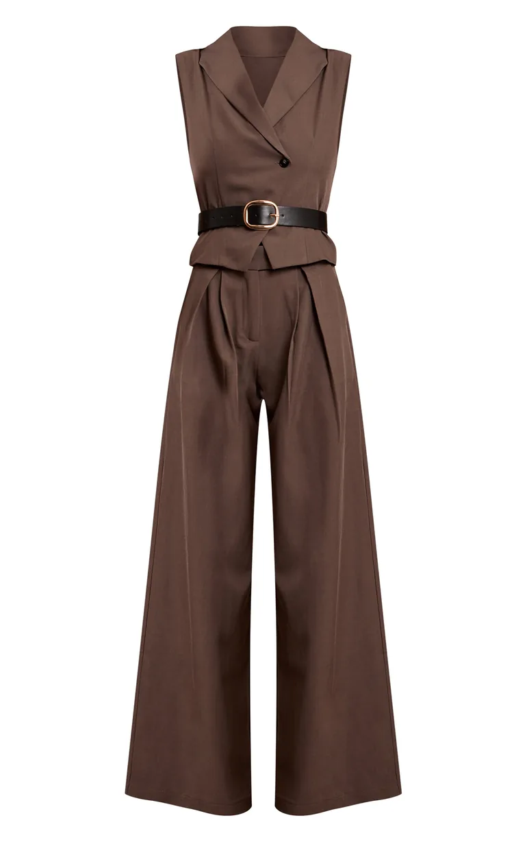Charcoal Tailored Woven Straight Leg Jumpsuit - 4