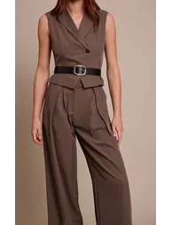 Charcoal Tailored Woven Straight Leg Jumpsuit - 3