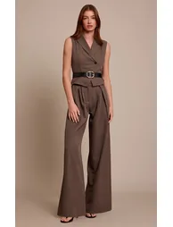 Charcoal Tailored Woven Straight Leg Jumpsuit
