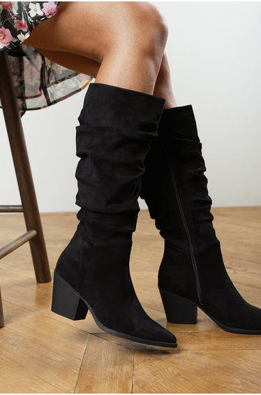 Drelia Ruched Western Knee High Boot
