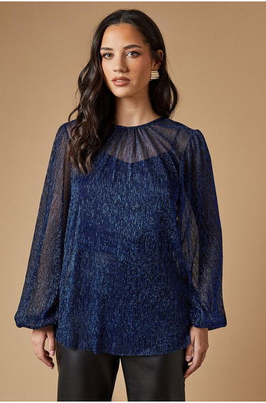 Occasion Plisse Balloon Sleeve Top