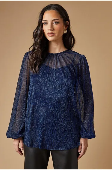 Occasion Plisse Balloon Sleeve Top