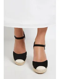 Jillie Faux Suede Closed Toe High Espadrille Wedges - 1