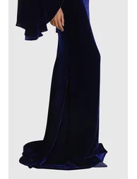 Dixon Cape Sleeve Velvet Maxi Dress In Navy - 2