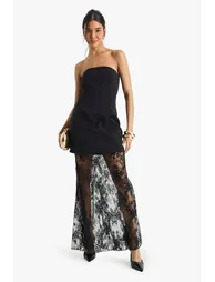Premium Structured Lace Maxi Dress - black - 2
