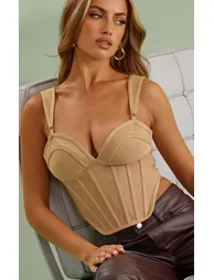 Stone Bandage Dip Hem Bust Cup Corset - 3