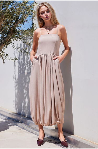 BDART Textured Maxi Knit Dress with Square Collar