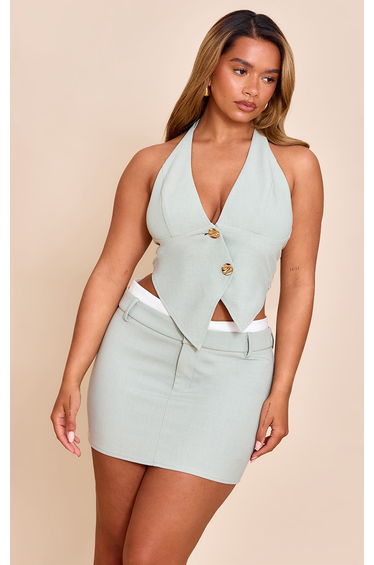 Shape Olive Tailored Double Waistband Mini Skirt