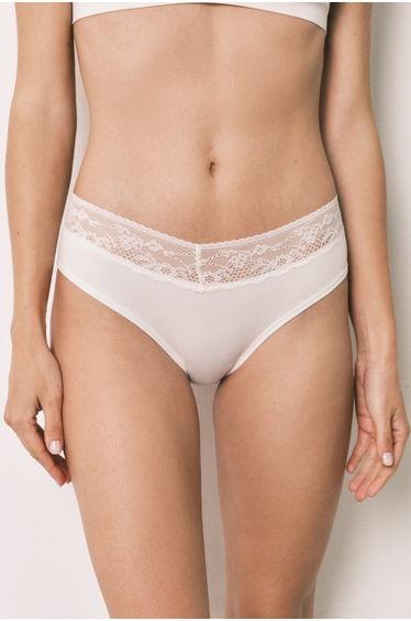 White cotton classic wide lace panty