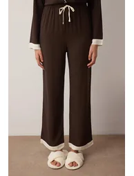 Brown plain shally woven pajama set - 2