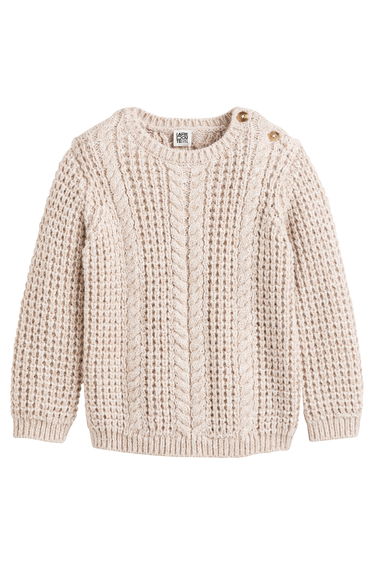 Chunky Knit Detailed Jumper/Sweater with Crew Neck