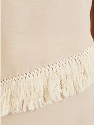 Beige Sleeveless Top with Fringe Detail - 2