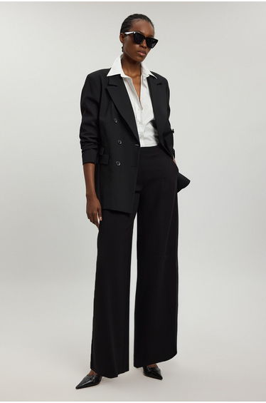 Petite Compact Stretch Essential Wide Leg Tailored Trouser