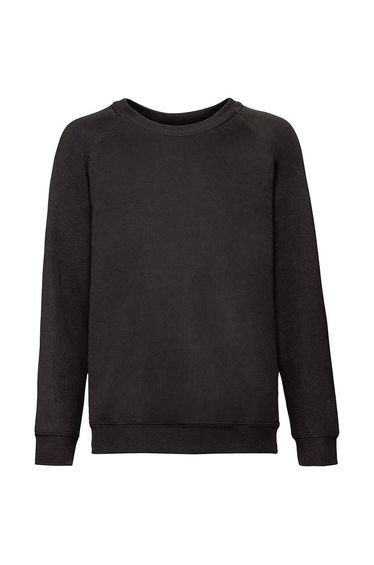 Fruit of the Loom Childrens/Kids Classic Raglan Sweatshirt - Black