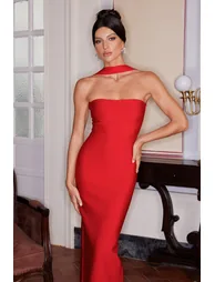 فستان ميدي بنمط شرائح بلا أكمام - 3