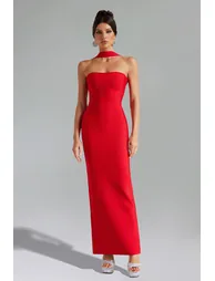 فستان ميدي بنمط شرائح بلا أكمام