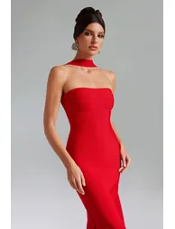 فستان ميدي بنمط شرائح بلا أكمام - 4