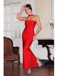 فستان ميدي بنمط شرائح بلا أكمام - 5