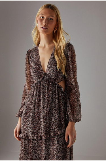 Chiffon Cut Out Waist Ruffe Maxi Dress product thumbnail 2