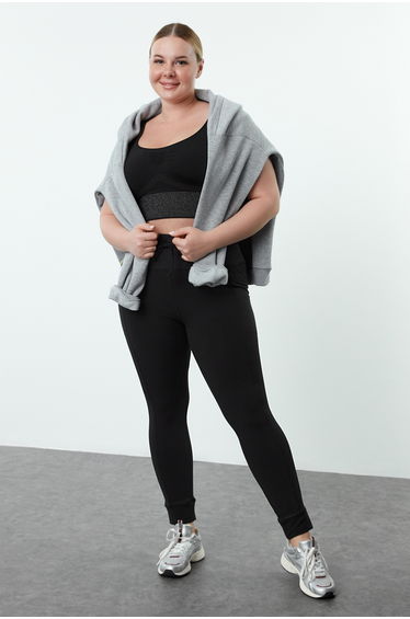 Black Brushed Scuba Full Length Sports Leggings