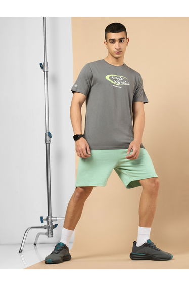 Men Grey Sports City Club Graphic Print Short Sleeve T-Shirt