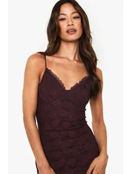 Tall Lace Strappy Maxi Dress - chocolate - 3