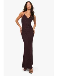 Tall Lace Strappy Maxi Dress - chocolate