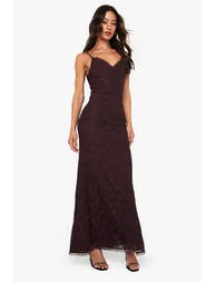 Tall Lace Strappy Maxi Dress - chocolate - 2