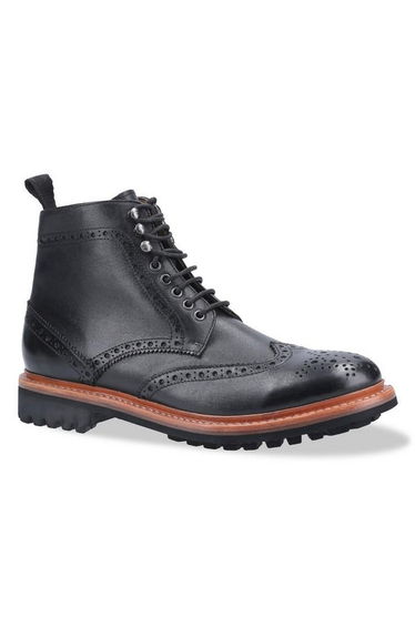 Cotswold Mens Rissington Commando Lace Up Leather Dress Boot - Black