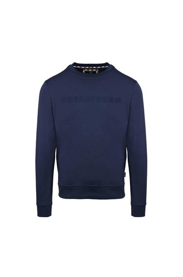 Aquascutum Mens Ribbed Collar Sweatshirt - Navy